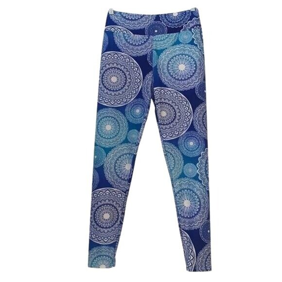 Lularoe One Size Blue Mandala Print Leggings Stretchy & Soft - Picture 1 of 9